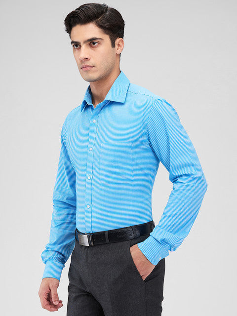 Raymond Men Blue Structure Slim Fit Cotton Shirt