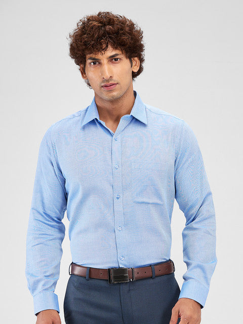 Raymond Men Blue Structure Slim Fit Cotton Shirt
