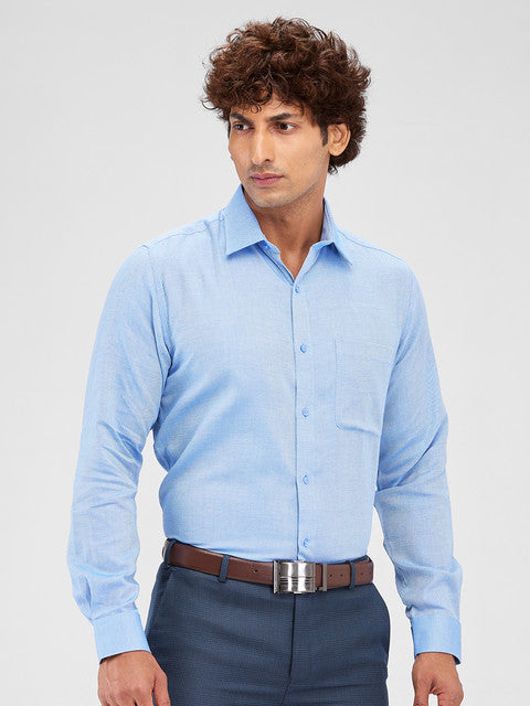 Raymond Men Blue Structure Slim Fit Cotton Shirt