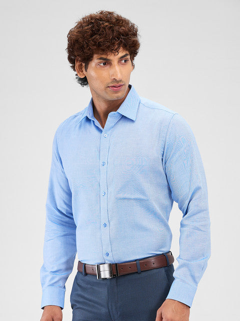 Raymond Men Blue Structure Slim Fit Cotton Shirt