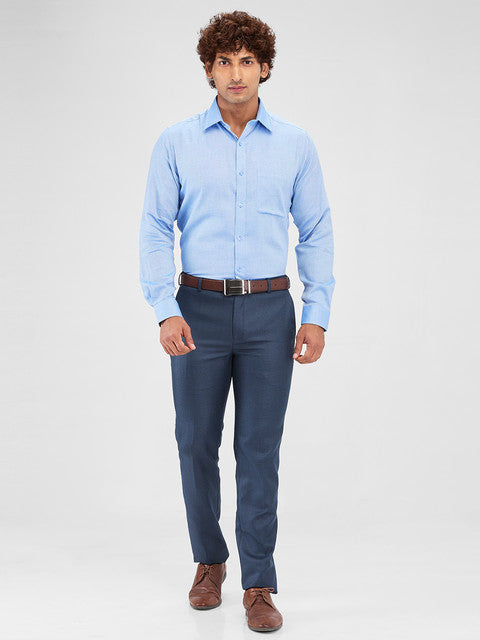 Raymond Men Blue Structure Slim Fit Cotton Shirt