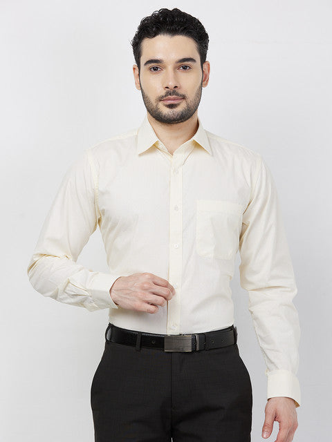 Raymond Men Yellow Checks Slim Fit Cotton Shirt