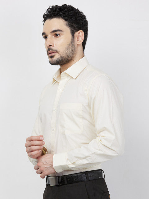 Raymond Men Yellow Checks Slim Fit Cotton Shirt