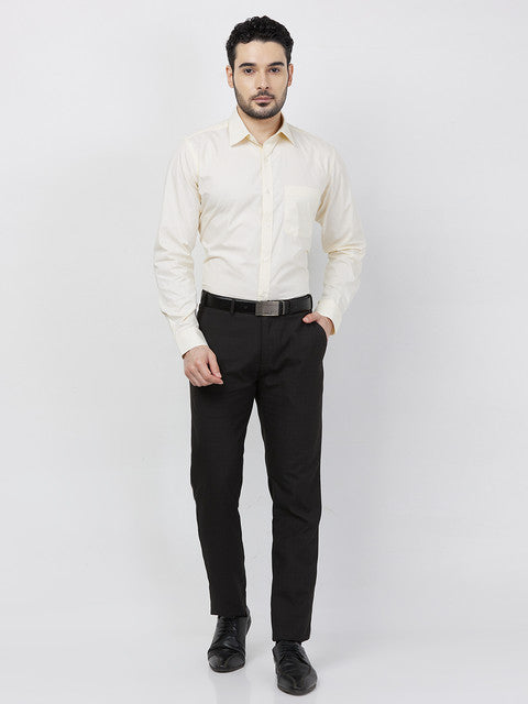 Raymond Men Yellow Checks Slim Fit Cotton Shirt