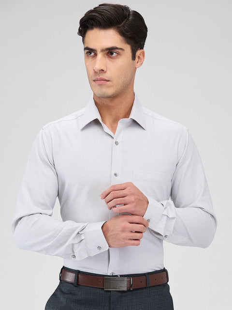 Raymond Men Grey Structure Slim Fit Cotton Shirt