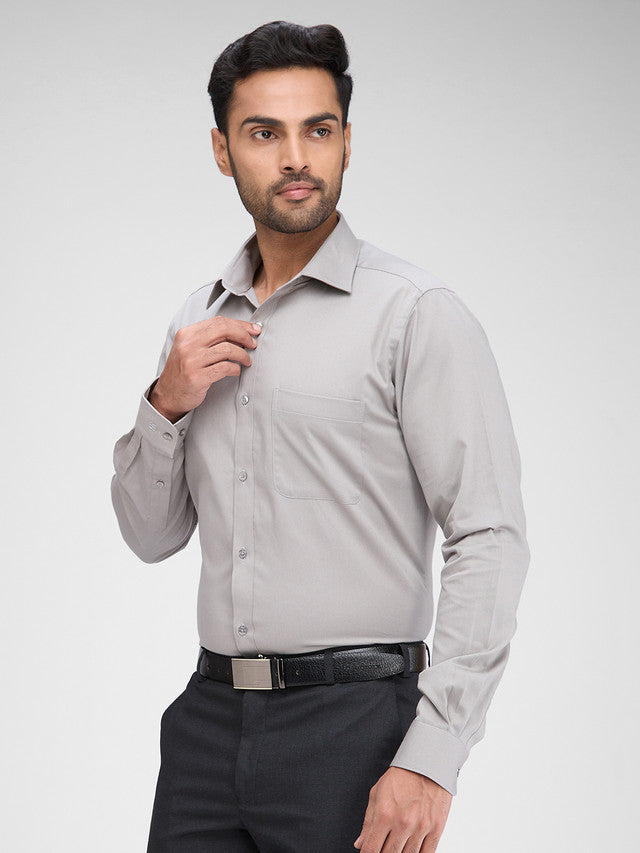 Raymond Grey Solid Slim Fit Full Sleeve Cotton Shirt
