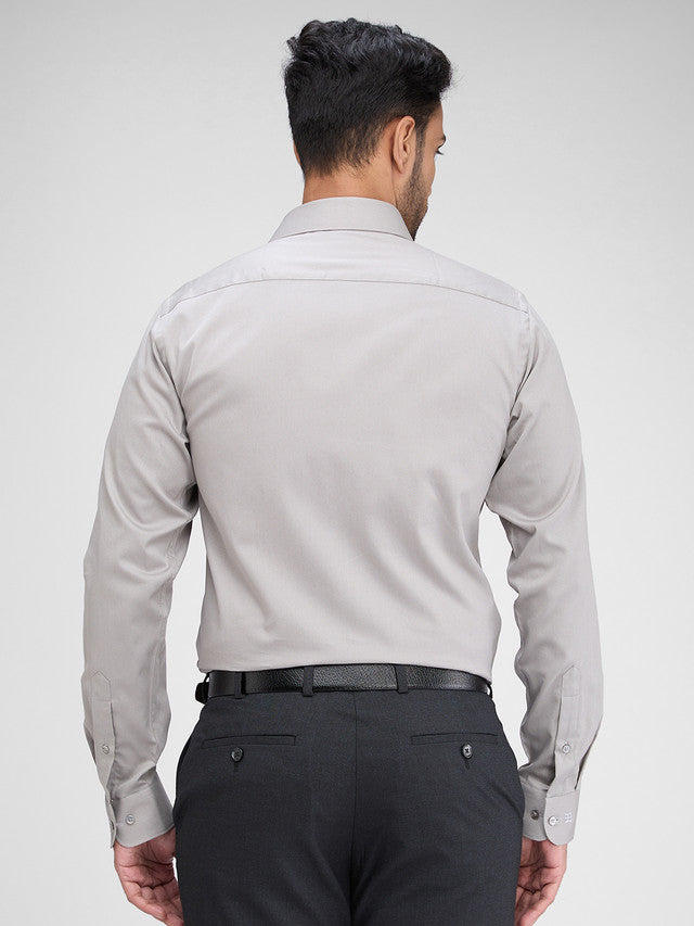 Raymond Grey Solid Slim Fit Full Sleeve Cotton Shirt