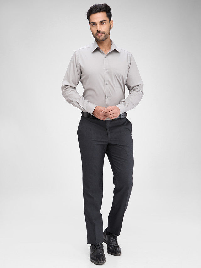Raymond Grey Solid Slim Fit Full Sleeve Cotton Shirt
