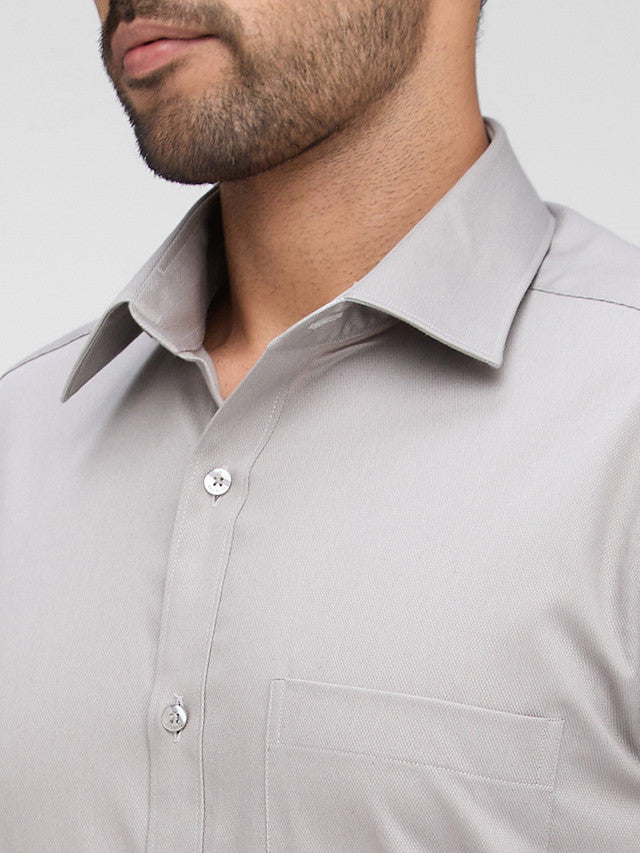 Raymond Grey Solid Slim Fit Full Sleeve Cotton Shirt