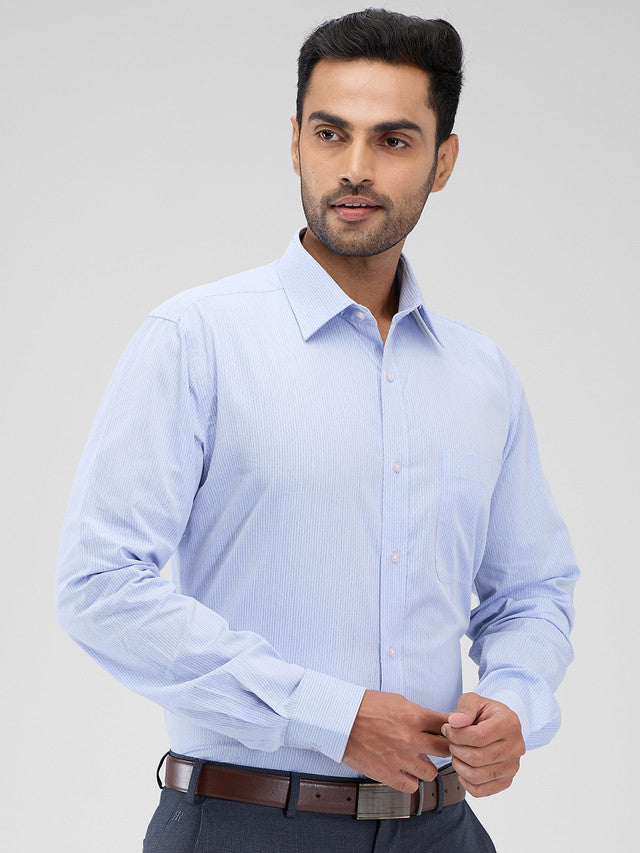 Raymond Purple Stripe Slim Fit Cotton Formal Shirt