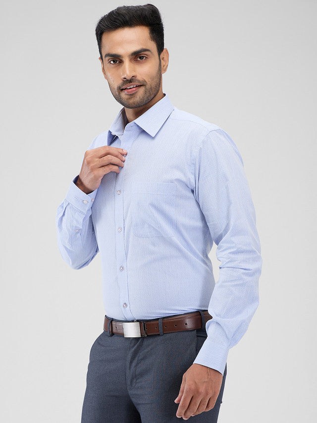 Raymond Purple Stripe Slim Fit Cotton Formal Shirt