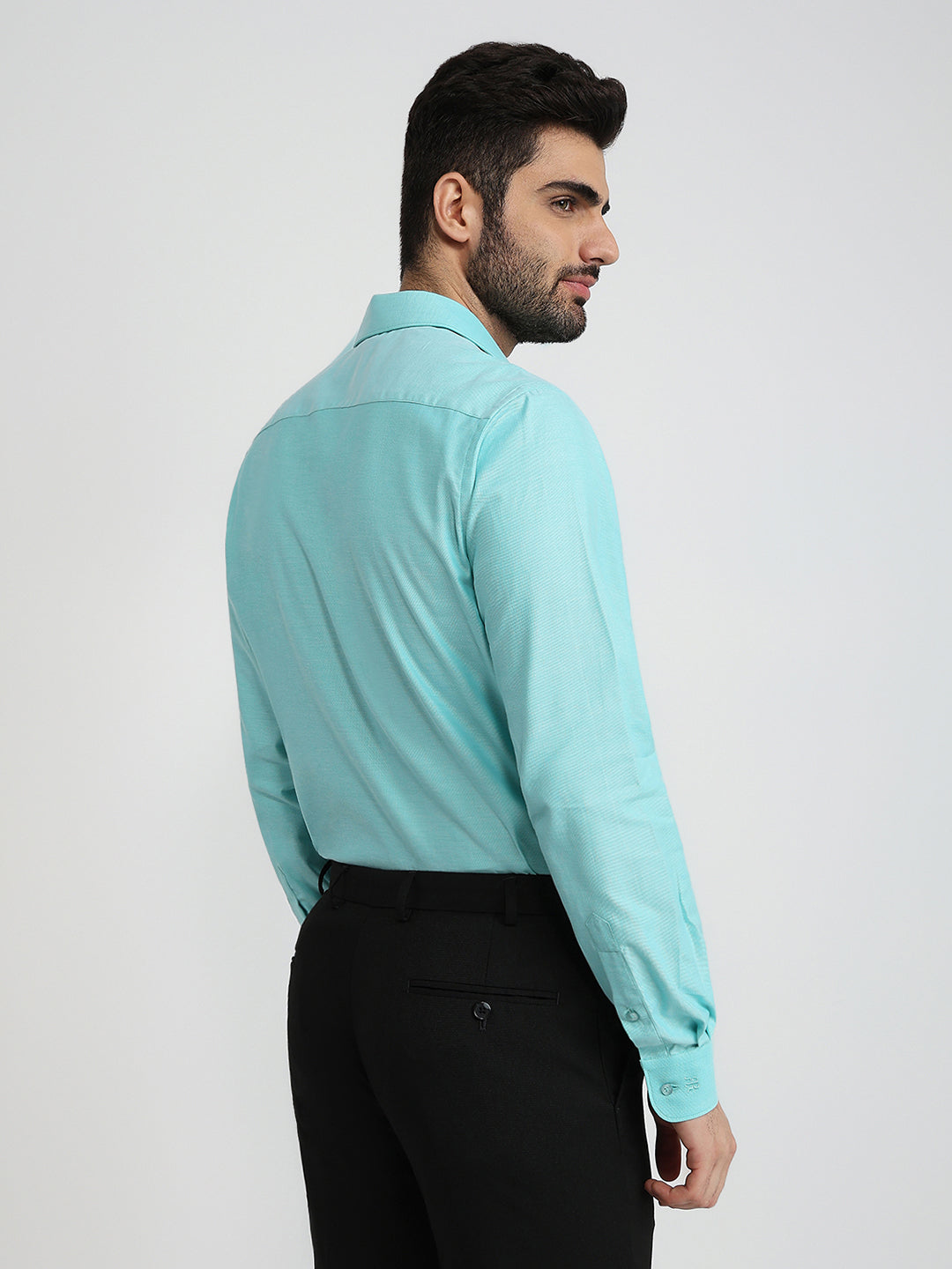 Raymond Men Green Structure Slim Fit Cotton Formal Shirt
