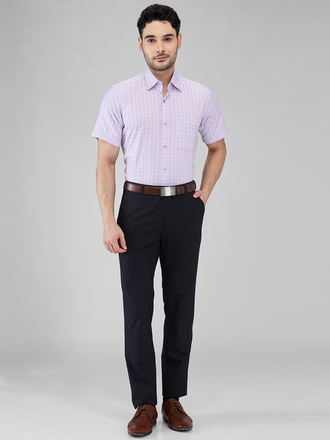 Raymond Men Purple Checks Regular Fit Cotton Formal Shirts