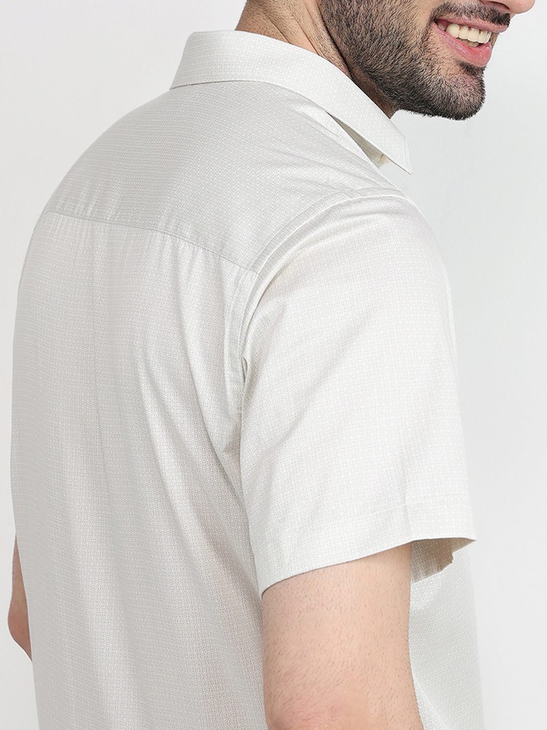 Raymond Men Brown Printed Regular Fit Cotton Half Sleeve Formal Shirt