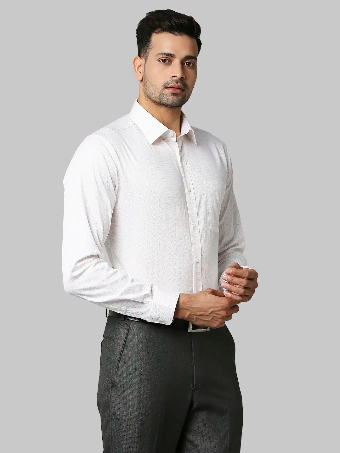 Raymond Men Orange Print Slim Fit Cotton Shirts