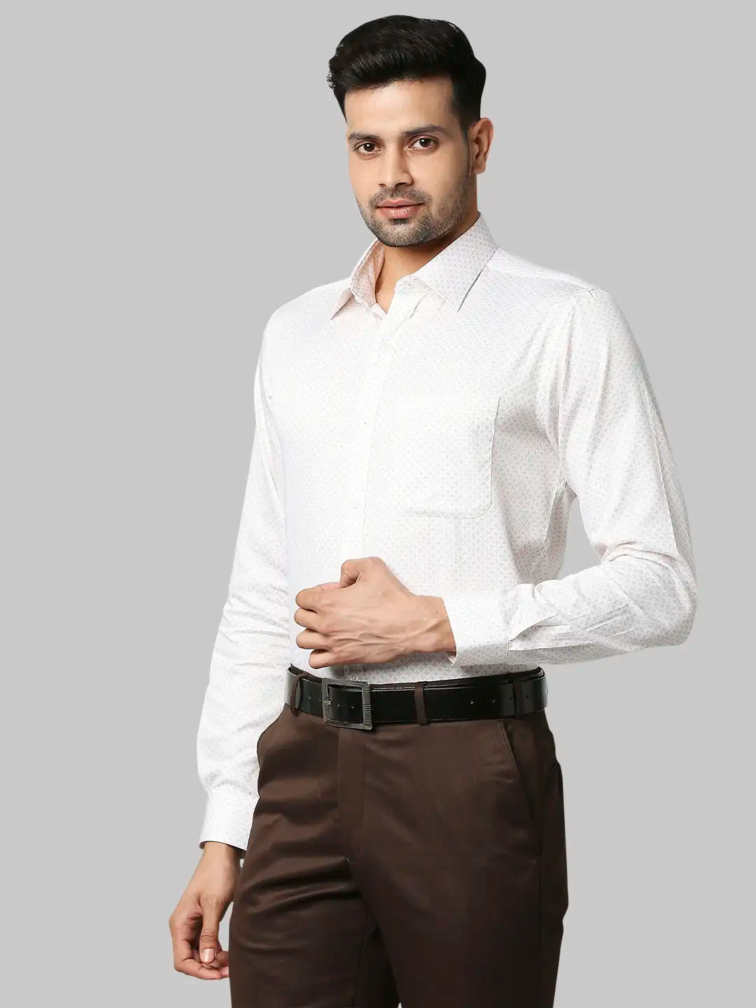 Raymond Men Fawn Print Slim Fit Cotton Shirts