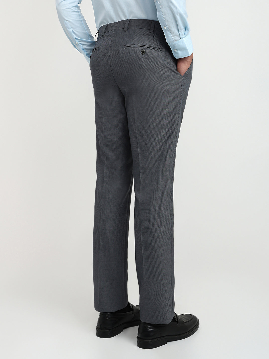 Raymond Men Grey Structure Classic Fit Cotton Blend Trouser