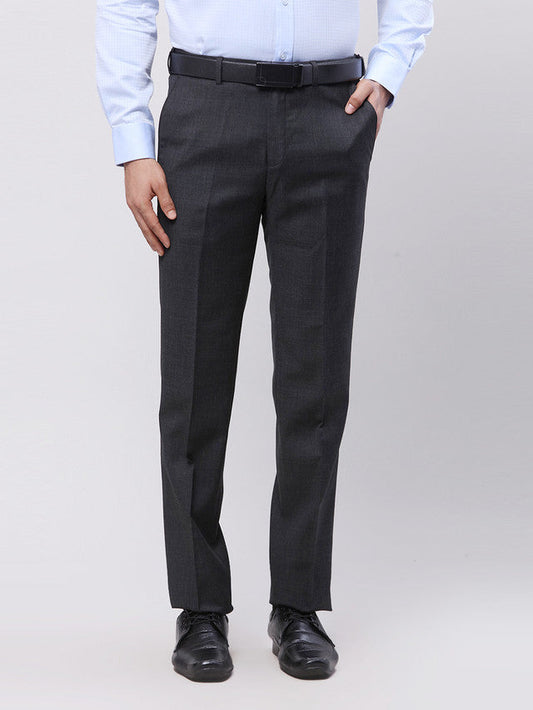 Raymond Men Grey Solid Contemporary Fit Trouser