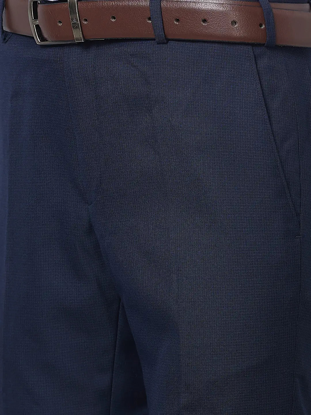 Raymond Men Blue Structure Slim Fit Polyester Blend Trouser