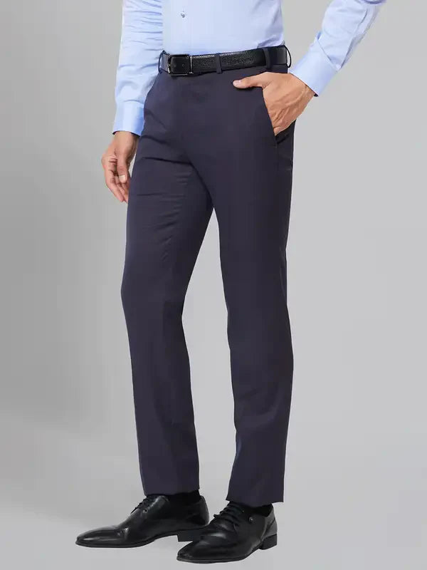 Men Violet Slim Fit Solid Polyester Blend Trouser