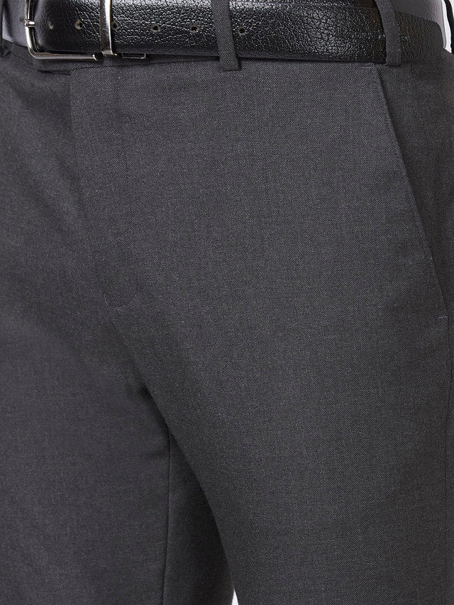 Raymond Men Grey Structure Slim Fit Polyester Blend Trouser