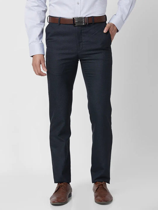 Raymond Men Blue Structure Slim Fit Polyester Blend Trouser