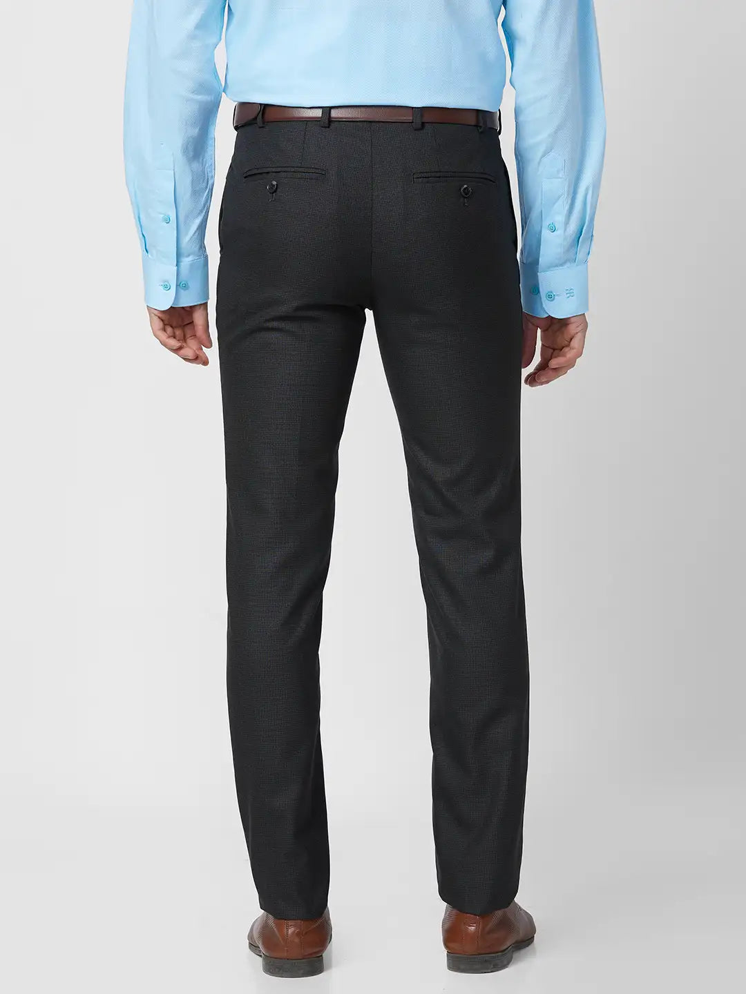 Raymond Men Grey Structure Slim Fit Polyester Blend Trouser