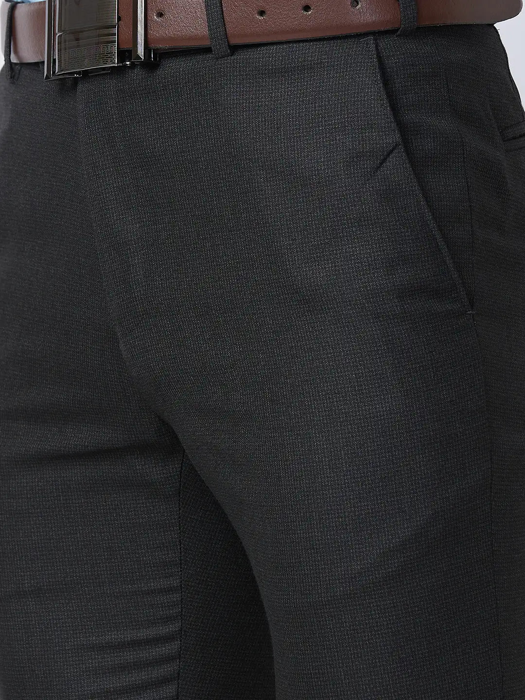 Raymond Men Grey Structure Slim Fit Polyester Blend Trouser