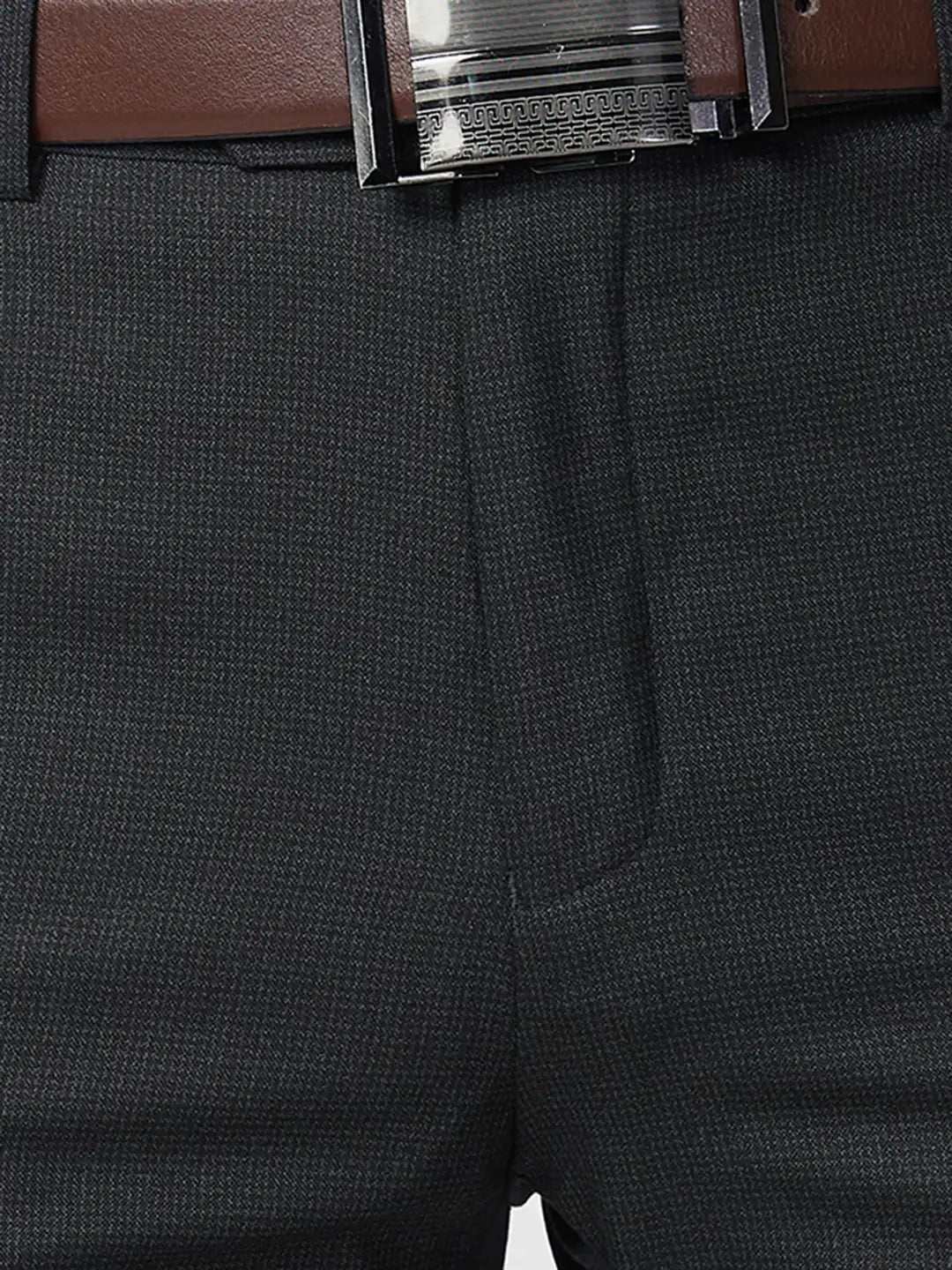 Raymond Men Grey Structure Slim Fit Polyester Blend Trouser