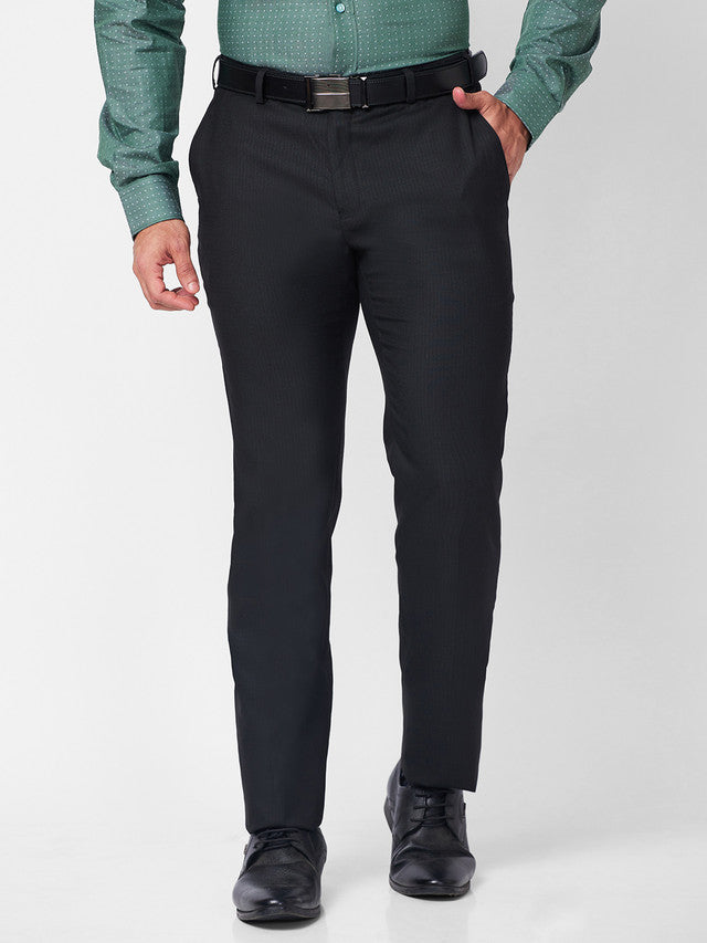 Raymond Black Structure Slim Fit Polyester Blend Trouser