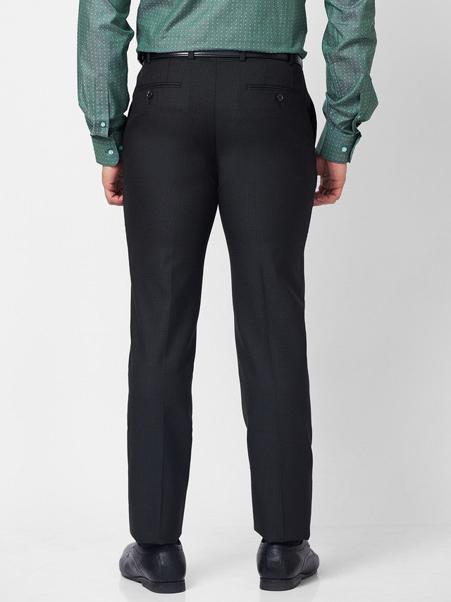 Raymond Black Structure Slim Fit Polyester Blend Trouser