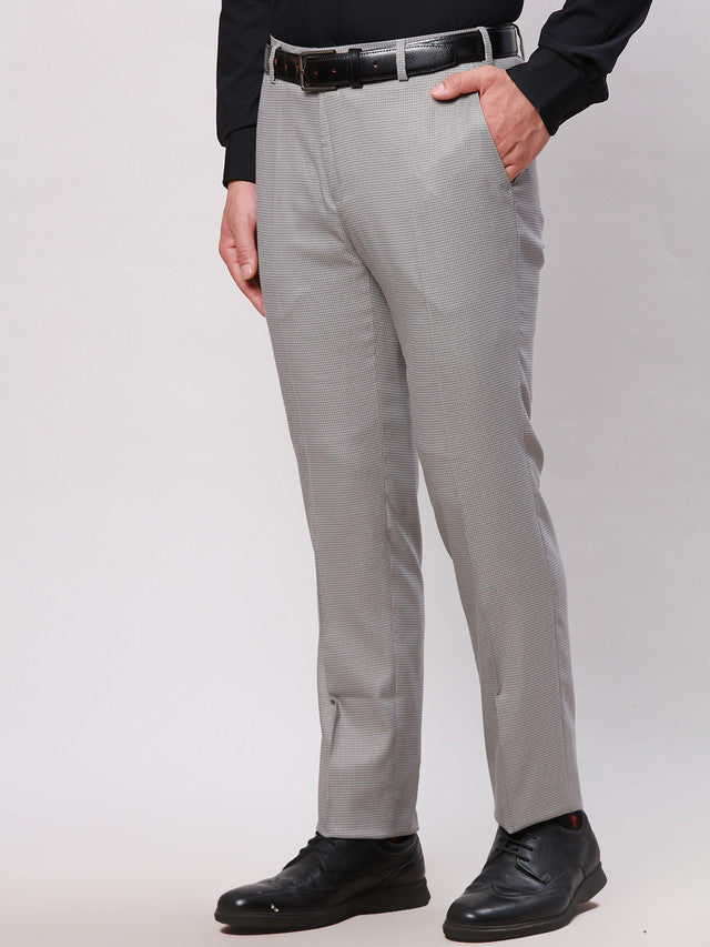 Raymond Men Grey Solid Slim Fit Polyester Blend Trouser
