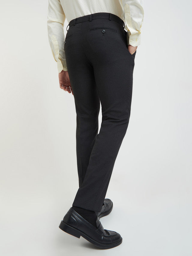 Raymond Men Grey Structure Slim Fit Polyester Blend Trouser