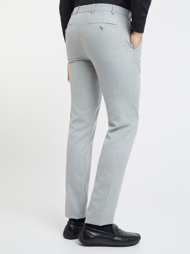 Raymond Grey Structure Slim Fit Polyester Blend Trouser