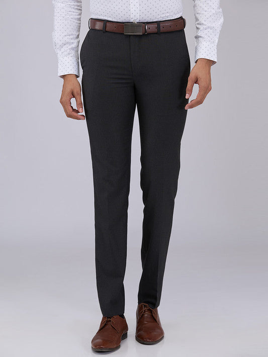 Raymond Men Black Structure Slim Fit Polyester Blend Trouser