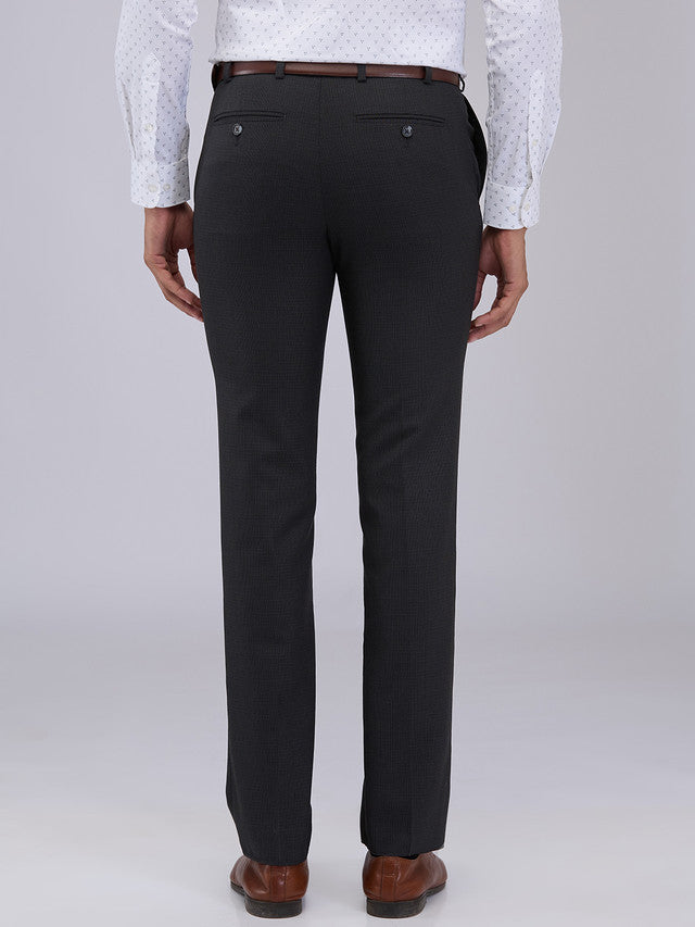 Raymond Men Black Structure Slim Fit Polyester Blend Trouser