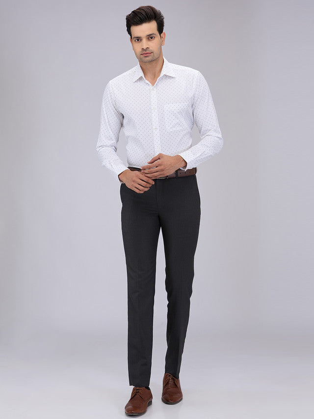 Raymond Men Black Structure Slim Fit Polyester Blend Trouser