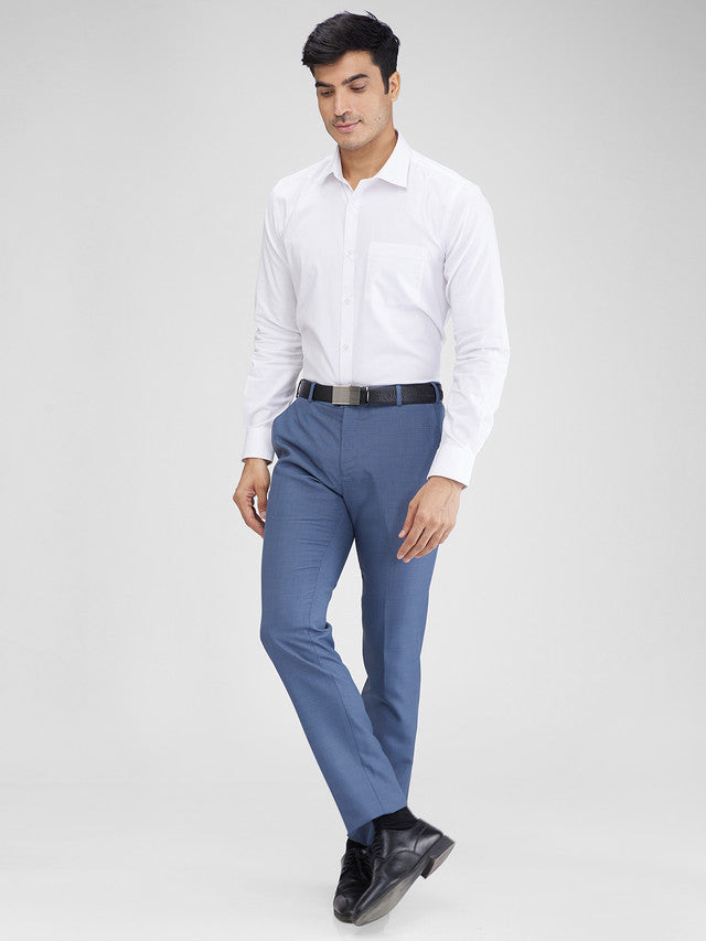 Raymond Blue Structure Slim Fit Polyester Blend Trouser