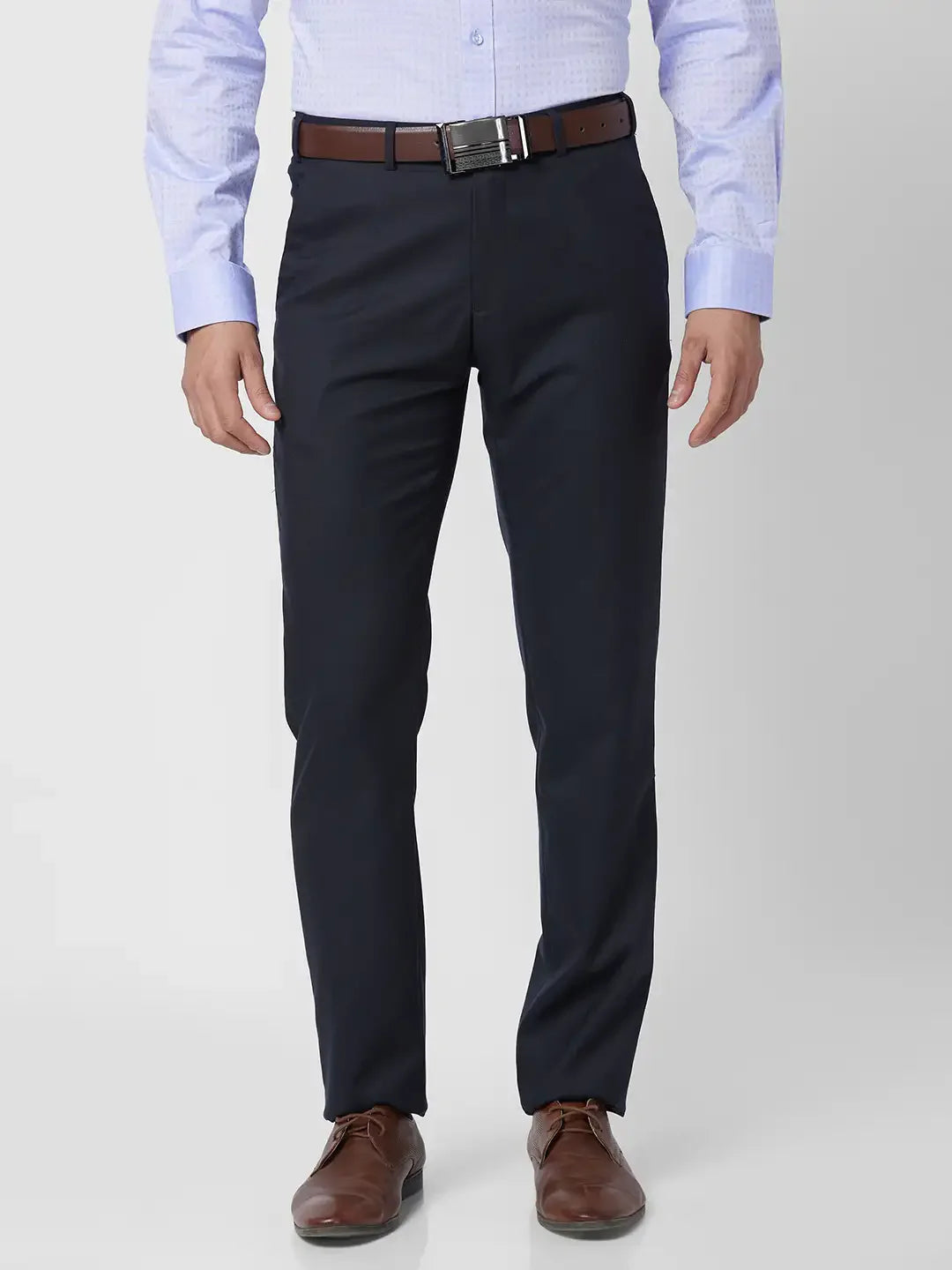 Raymond Men Blue Structure Slim Fit Polyester Blend Trouser