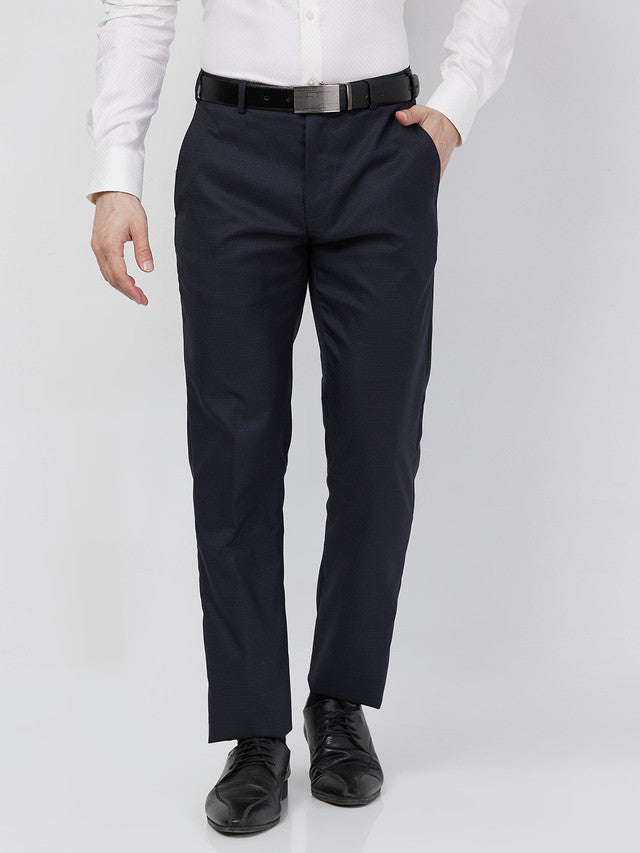 Raymond Men Blue Structure Slim Fit Polyester Blend Trouser