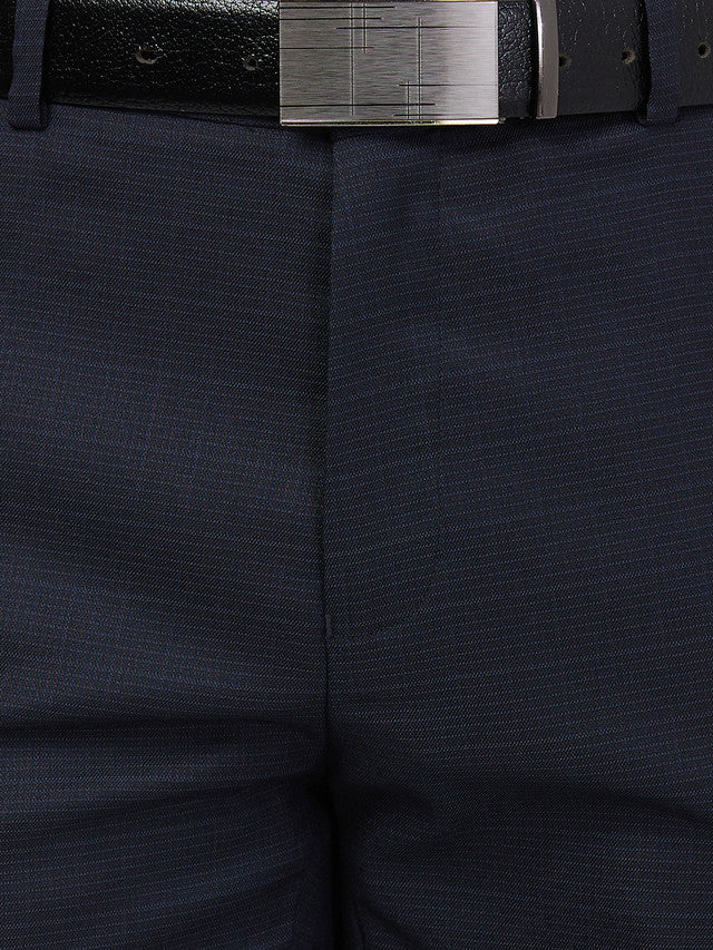 Raymond Men Blue Structure Slim Fit Polyester Blend Trouser