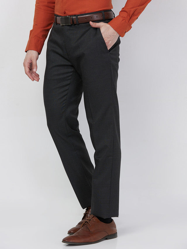 Raymond Men Grey Structure Slim Fit Polyester Blend Trouser