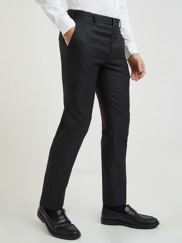 Raymond Men Grey Structure Slim Fit Polyester Blend Trouser