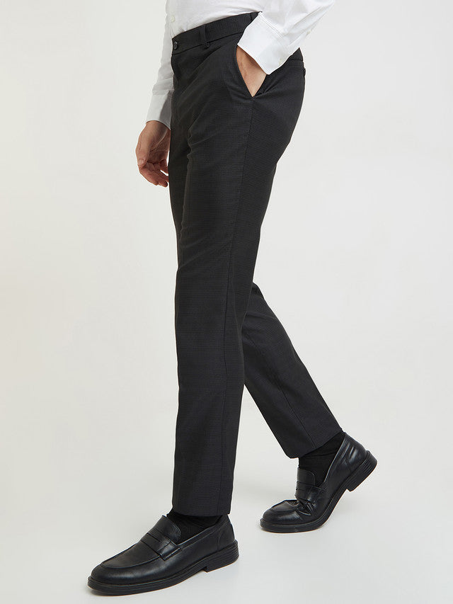 Raymond Men Grey Structure Slim Fit Polyester Blend Trouser