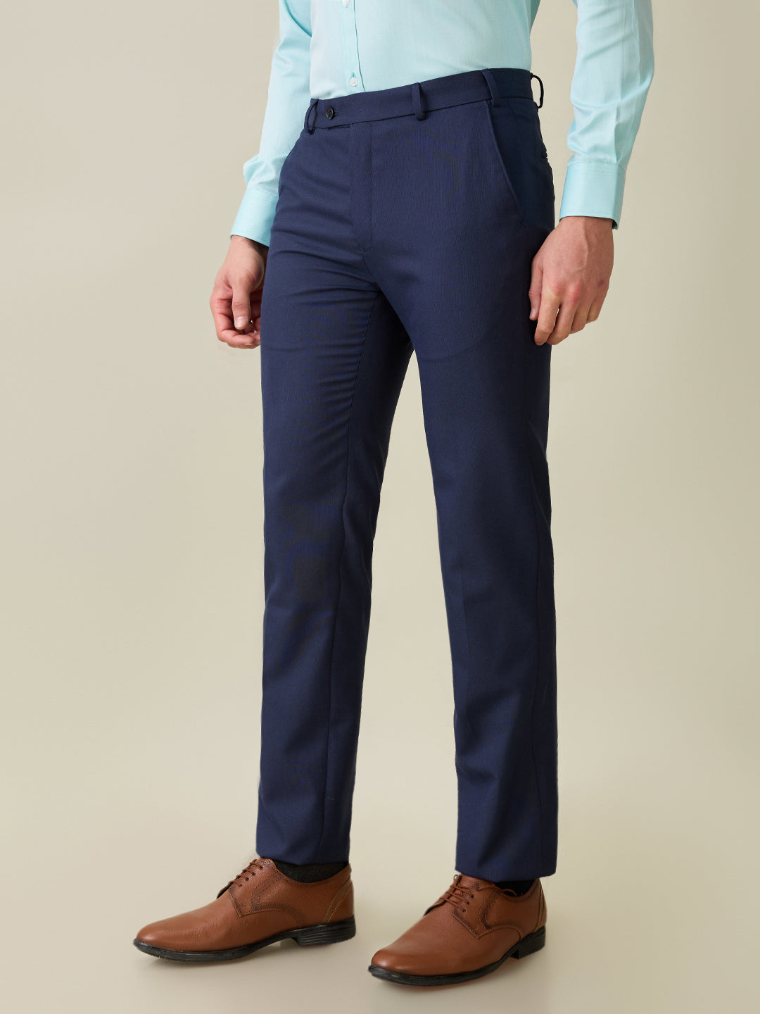 Raymond Men Blue Structure Slim Fit Polyester Blend Trouser