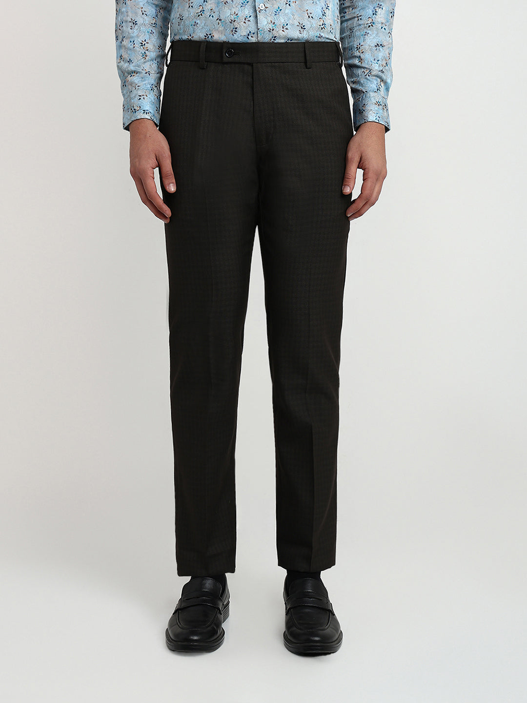 Raymond Men Blue Structure Slim Fit Polyester Blend Trouser