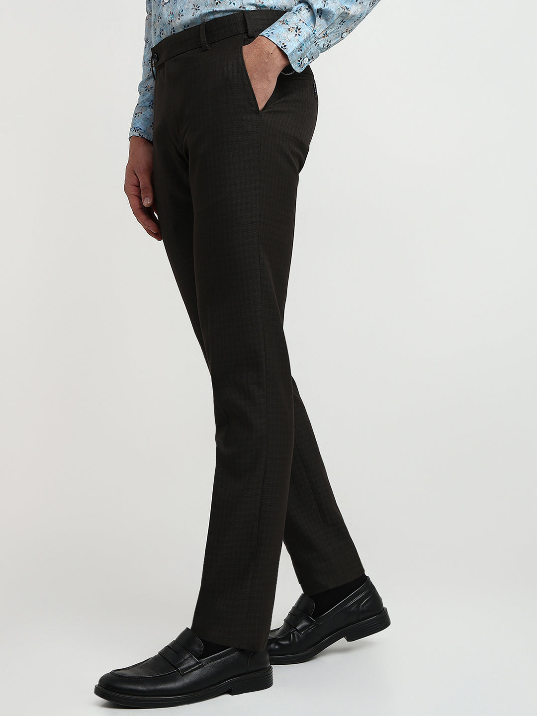 Raymond Men Blue Structure Slim Fit Polyester Blend Trouser