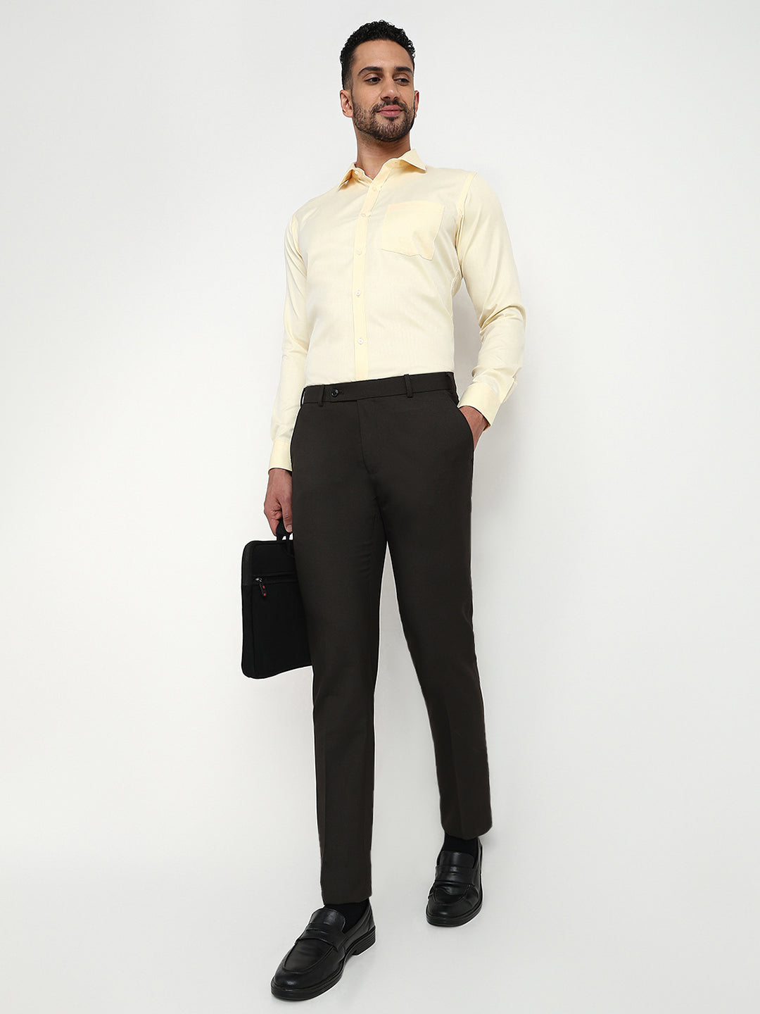 Raymond Men Brown Structure Slim Fit Polyester Blend Trouser