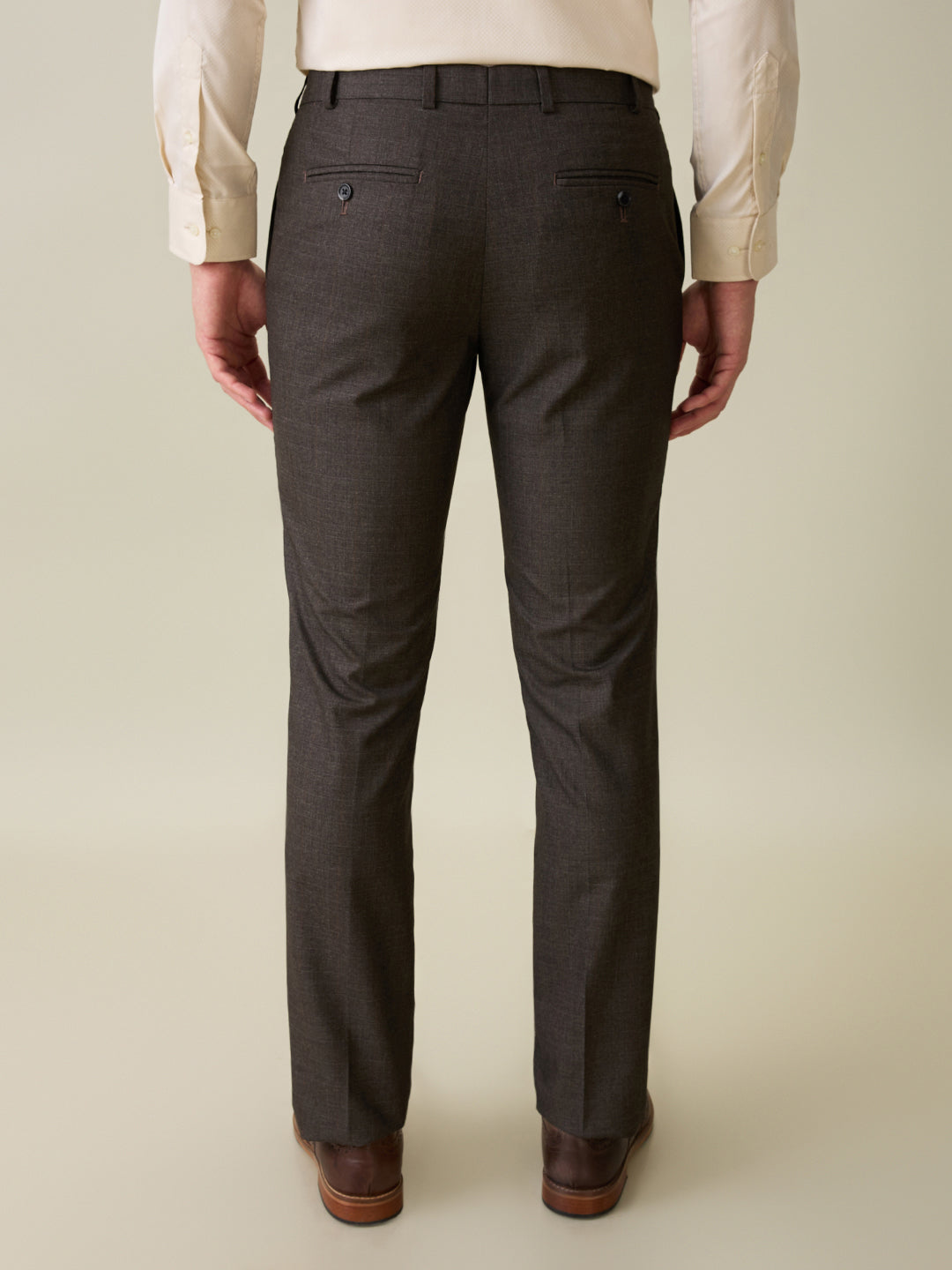 Raymond Men Brown Checks Slim Fit Polyester Blend Trouser