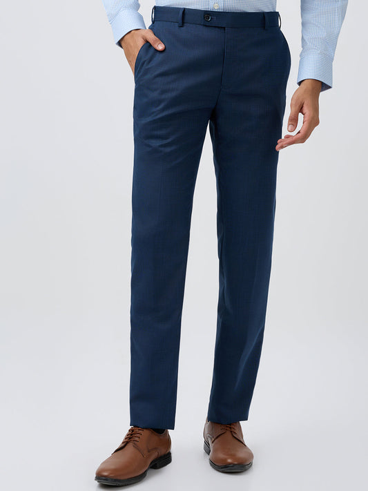 Raymond Men Blue Structure Slim Fit Polyester Blend Trouser